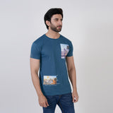 Men's Half Sleeves Printed T-Shirt - Steel Green, Men's T-Shirts & Polos, Chase Value, Chase Value
