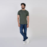 Valuable Men's Half Sleeves Round Neck T-Shirt - Olive Green, Men's T-Shirts & Polos, Chase Value, Chase Value