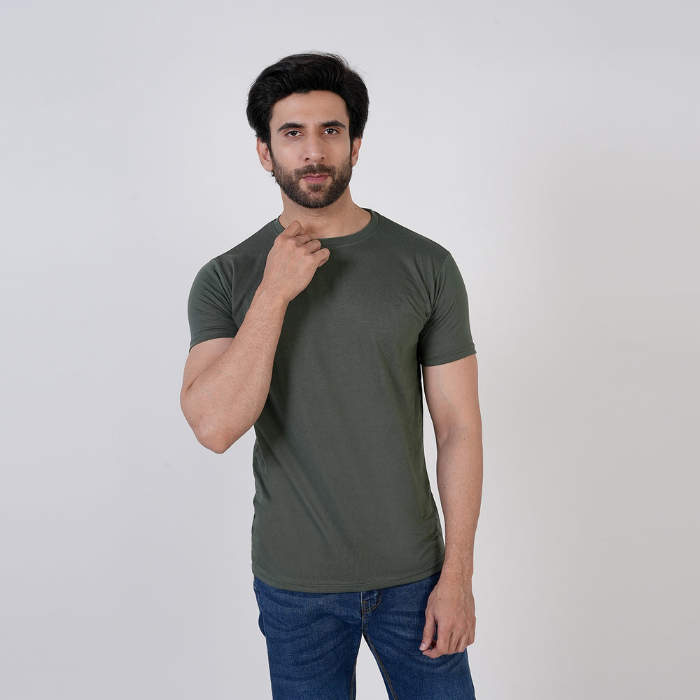 Valuable Men's Half Sleeves Round Neck T-Shirt - Olive Green, Men's T-Shirts & Polos, Chase Value, Chase Value