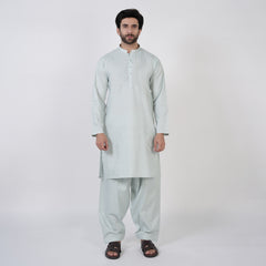 Men's Slim Fit Plain Kurta Shalwar Suit - Mint Green