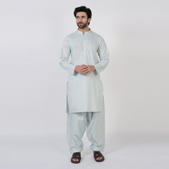 Men's Slim Fit Plain Kurta Shalwar Suit - Mint Green