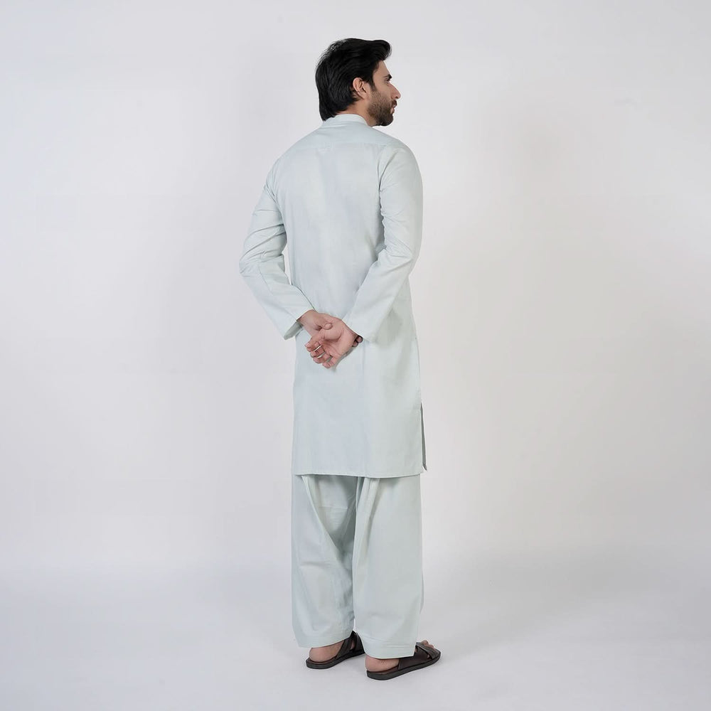 Men's Slim Fit Plain Kurta Shalwar Suit - Mint Green, Men's Shalwar Kameez, Chase Value, Chase Value