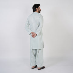 Men's Slim Fit Plain Kurta Shalwar Suit - Mint Green
