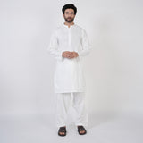 Men's Slim Fit Plain Kurta Shalwar Suit - White, Men's Shalwar Kameez, Chase Value, Chase Value