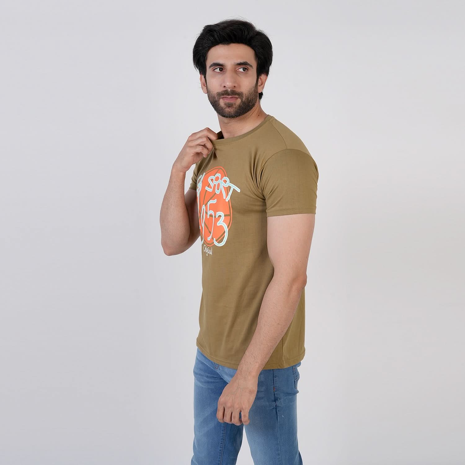 Men's Half Sleeves T-Shirt - Olive Green, Men's T-Shirts & Polos, Chase Value, Chase Value