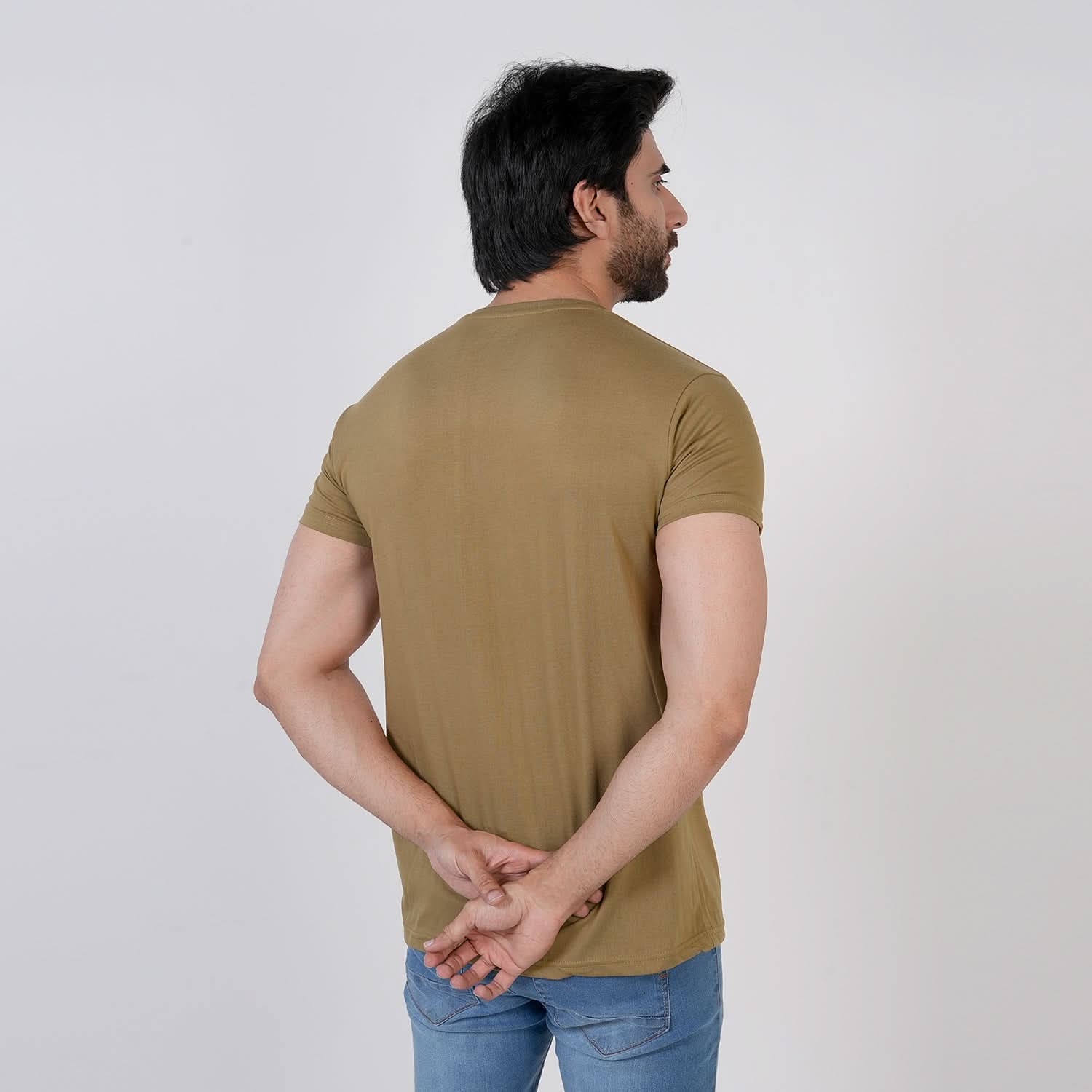 Men's Half Sleeves T-Shirt - Olive Green, Men's T-Shirts & Polos, Chase Value, Chase Value
