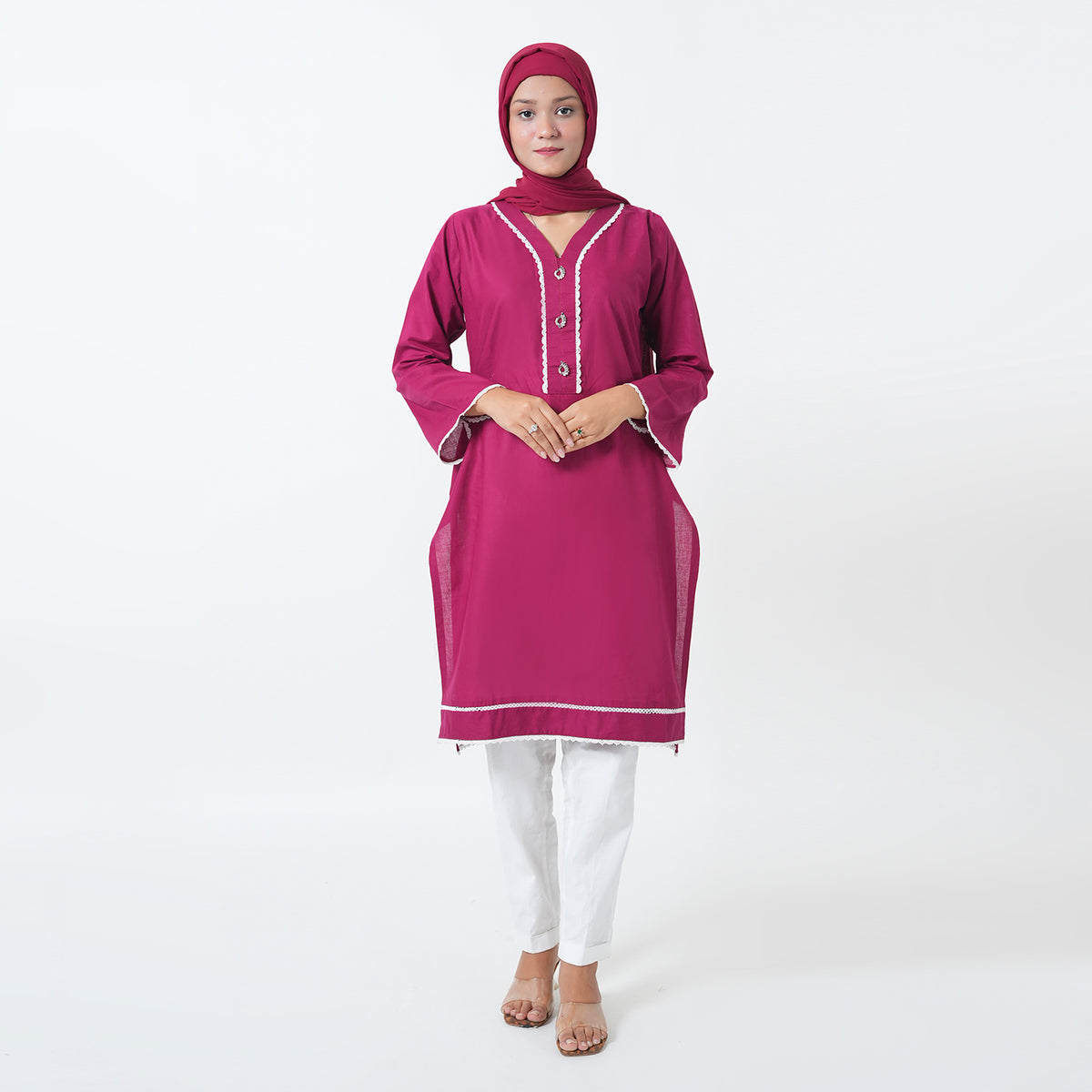 Women's Dyed Kurti - Maroon, Women Ready Kurtis, Chase Value, Chase Value