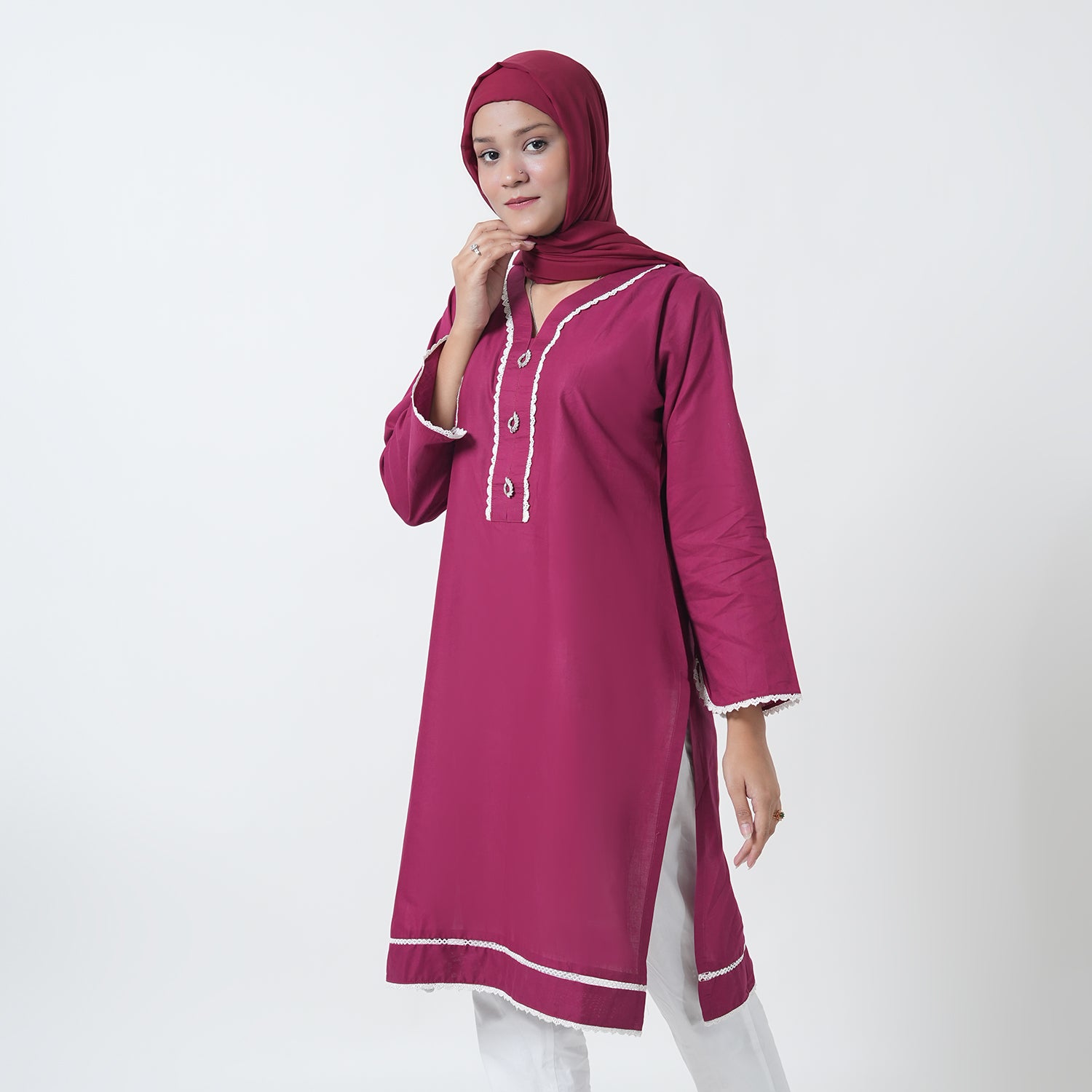 Women's Dyed Kurti - Maroon, Women Ready Kurtis, Chase Value, Chase Value