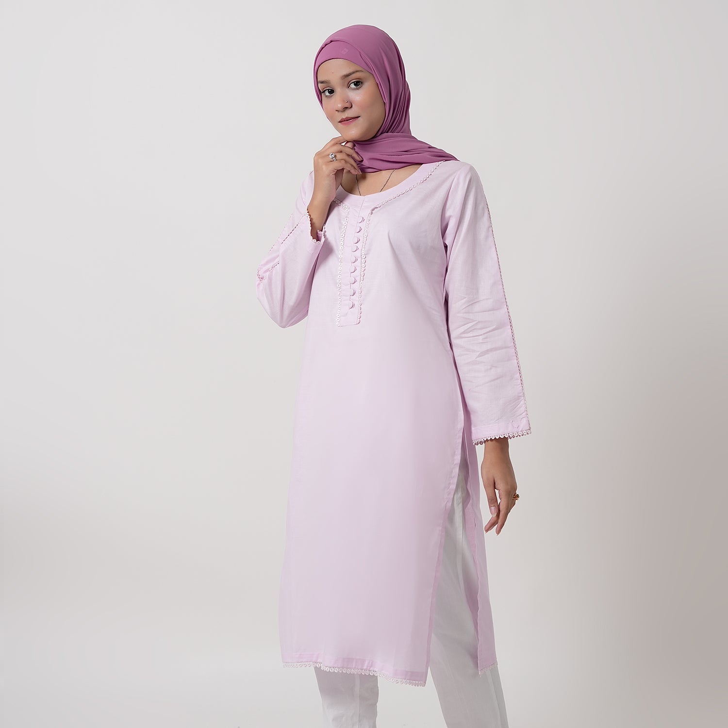 Women's Dyed Kurti - Light Purple, Women Ready Kurtis, Chase Value, Chase Value