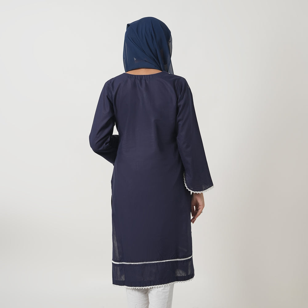 Women's Dyed Kurti - Navy Blue, Women Ready Kurtis, Chase Value, Chase Value