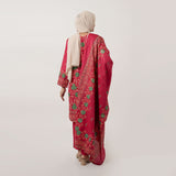 Women's Printed Stitched 3 PCS Suit - Red, Women Shalwar Suits, Chase Value, Chase Value