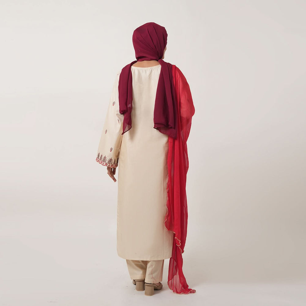 Women's Cotton Embroidered 2Pcs Suit - Fawn, Women Shalwar Suits, Chase Value, Chase Value