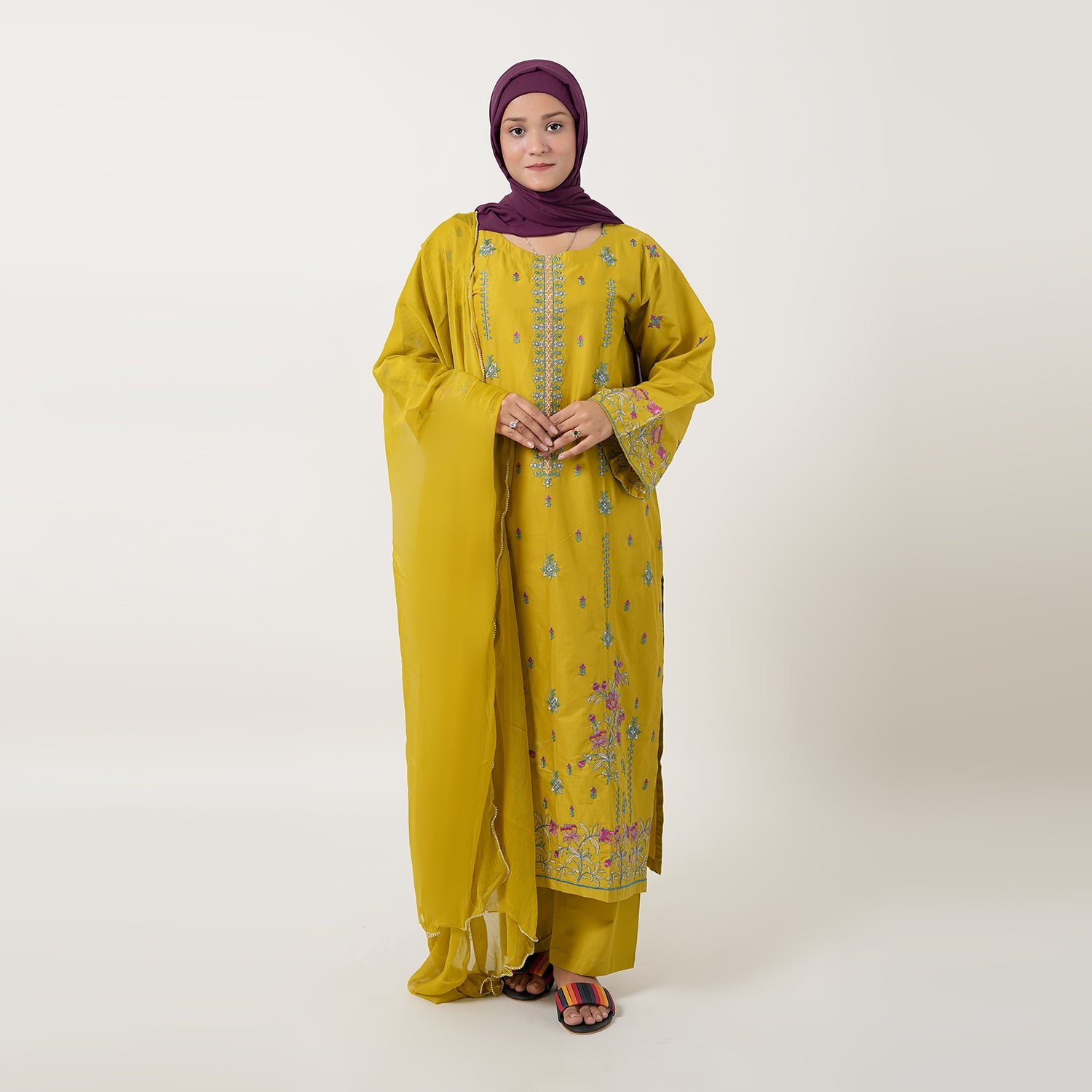 Women's Cotton Embroidered 2Pcs Suit - Green, Women Shalwar Suits, Chase Value, Chase Value