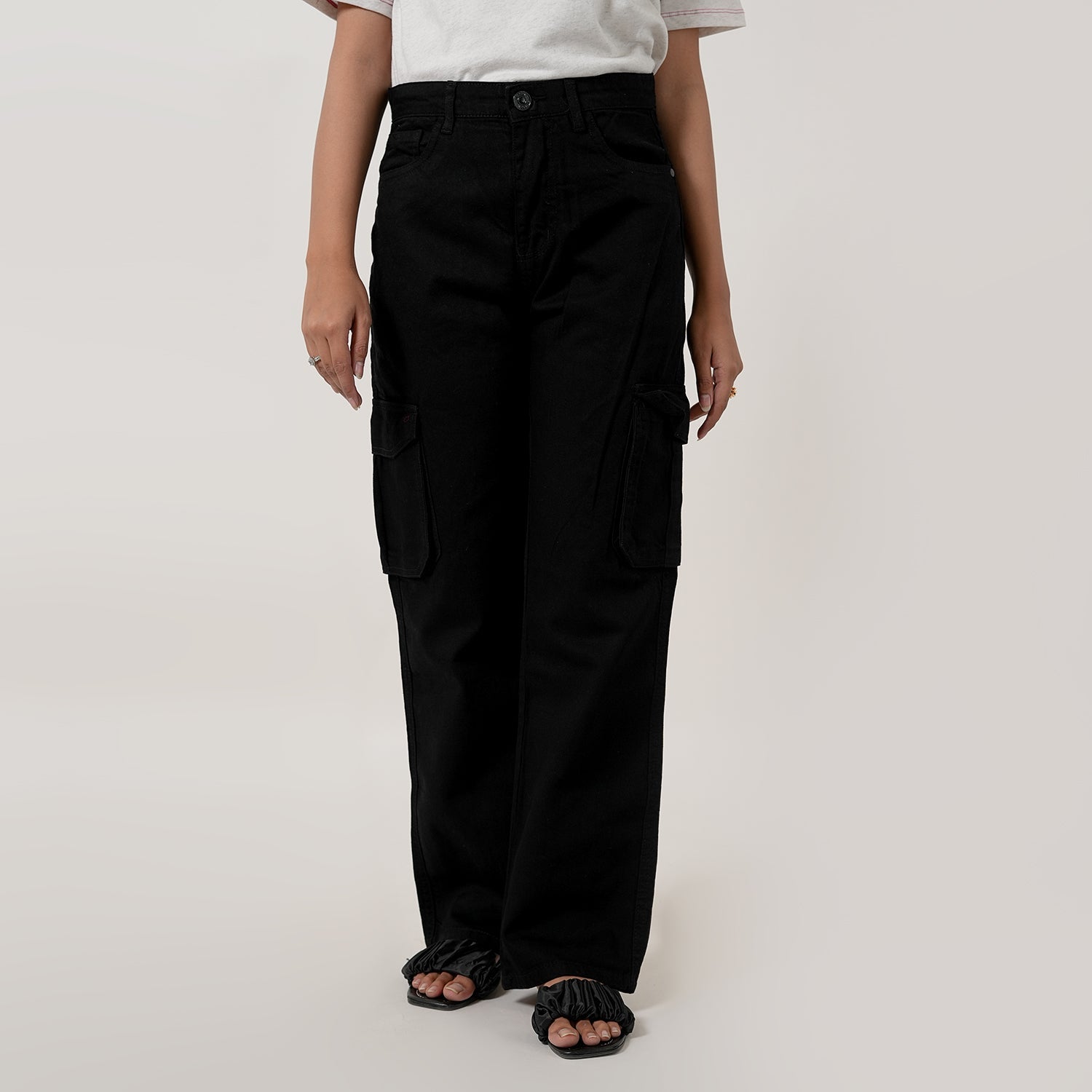 Women's Cargo Denim - Black, Women Pants & Tights, Chase Value, Chase Value