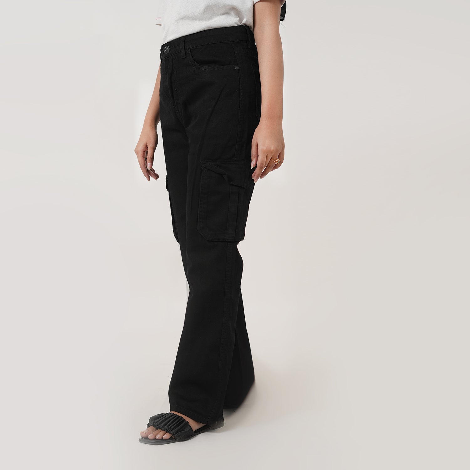 Women's Cargo Denim - Black, Women Pants & Tights, Chase Value, Chase Value