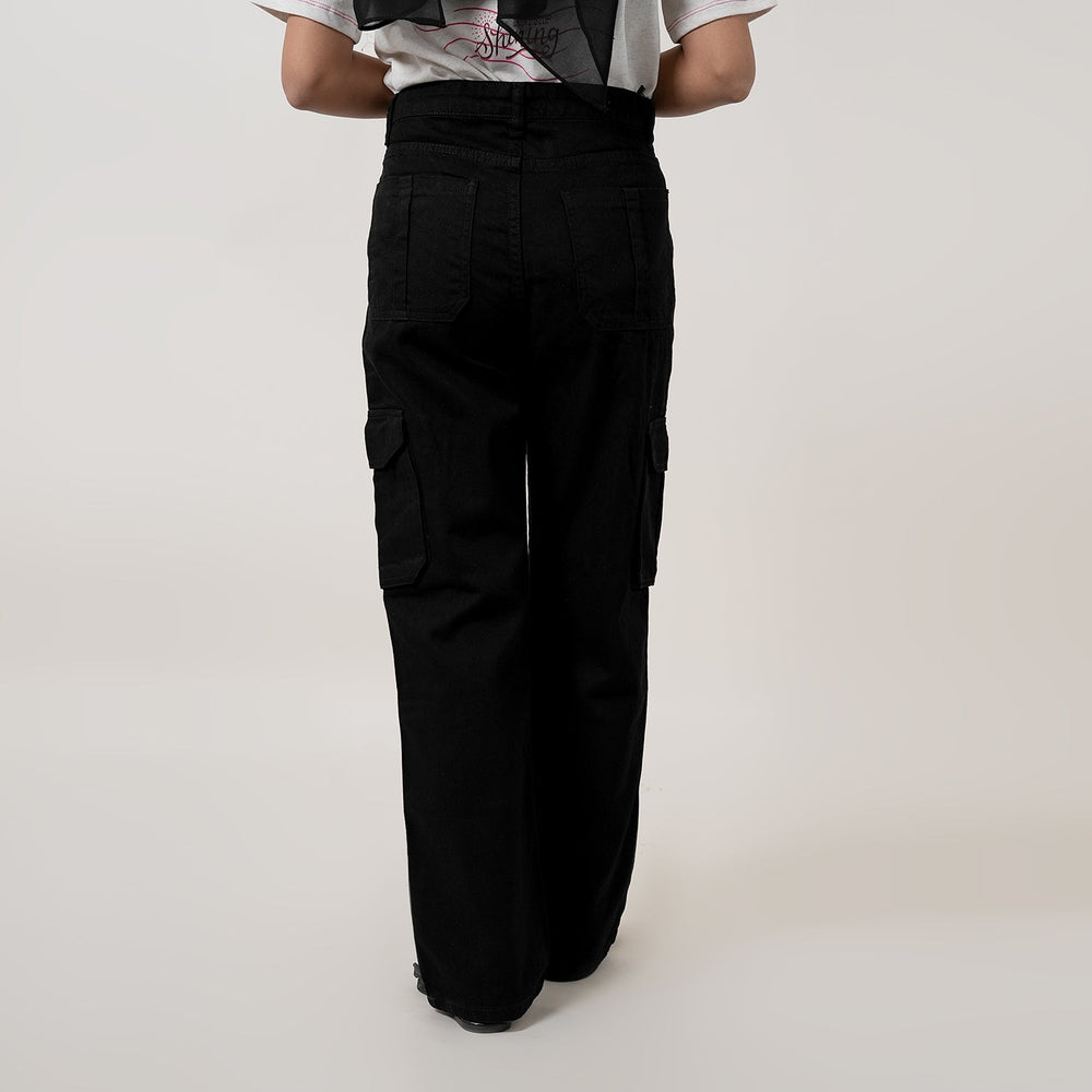 Women's Cargo Denim - Black, Women Pants & Tights, Chase Value, Chase Value