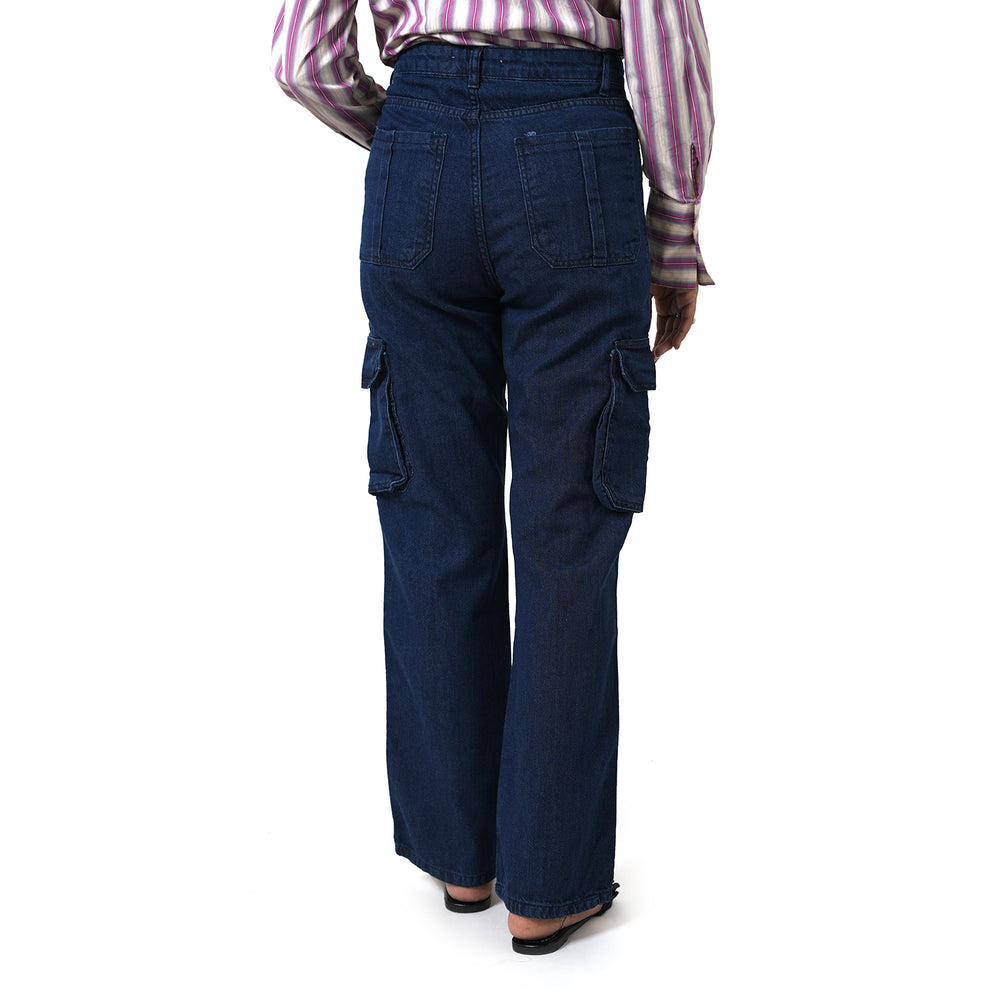 Women's Cargo Denim - Blue, Women Pants & Tights, Chase Value, Chase Value