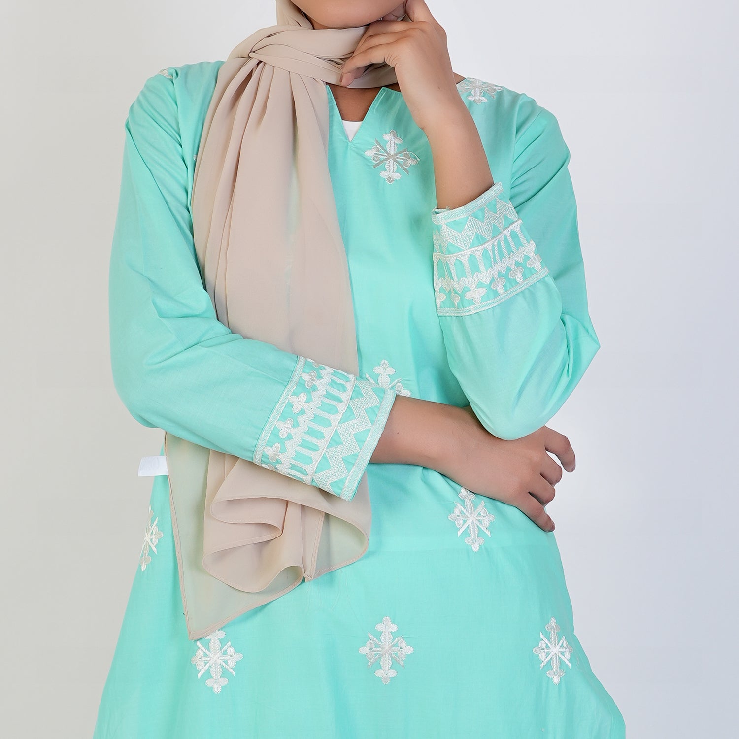 Women's Cotton Embroidered 2Pcs Suit - Cyan, Women Shalwar Suits, Chase Value, Chase Value