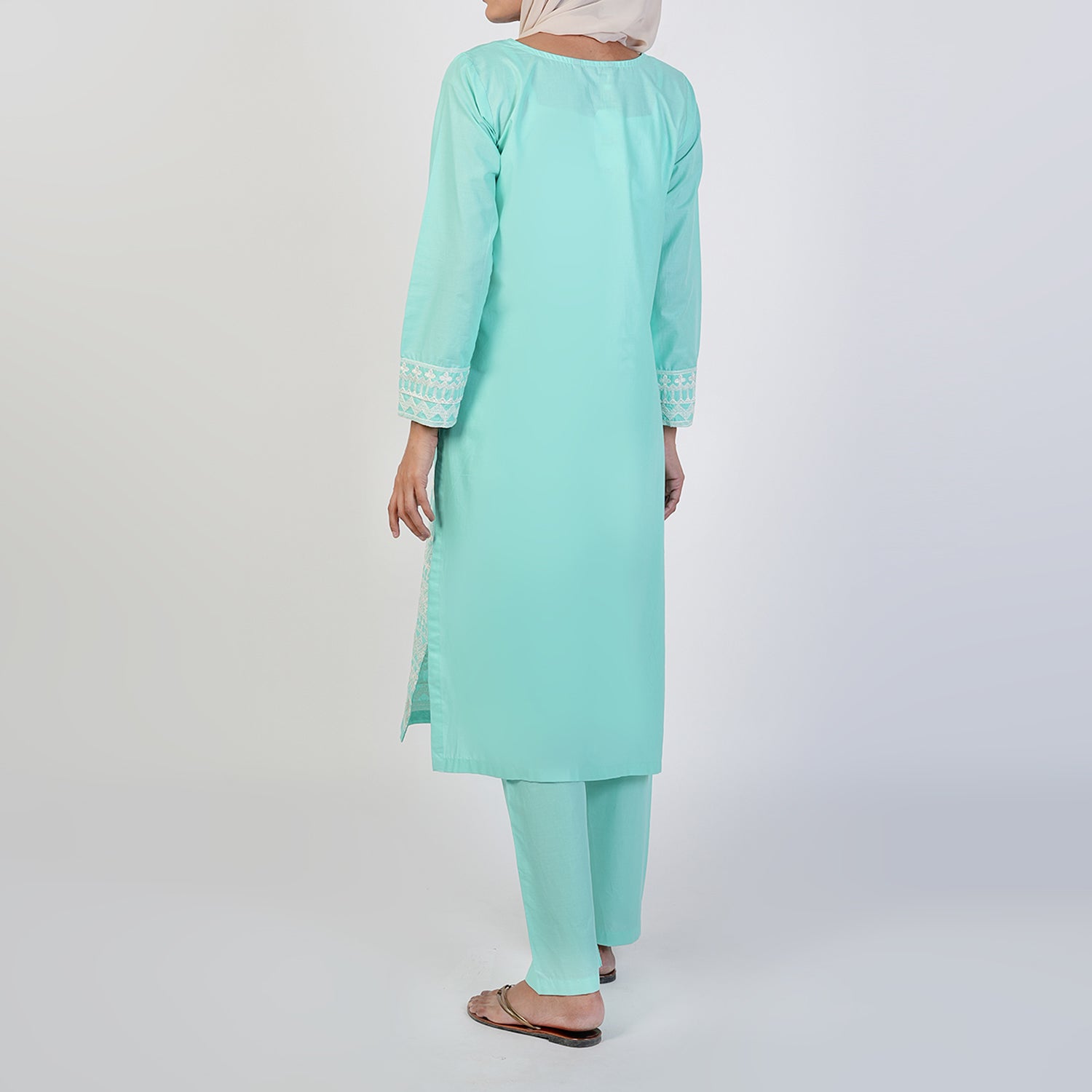 Women's Cotton Embroidered 2Pcs Suit - Cyan, Women Shalwar Suits, Chase Value, Chase Value