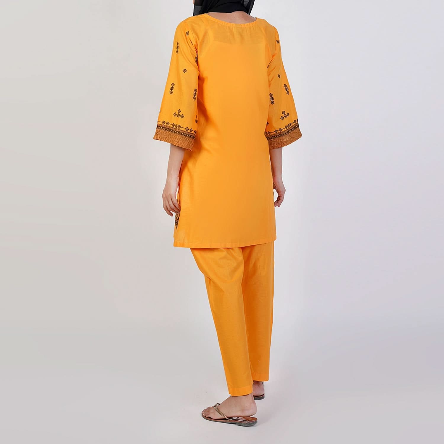 Women's Cotton Embroidered 2Pcs Suit - Yellow, Women Shalwar Suits, Chase Value, Chase Value