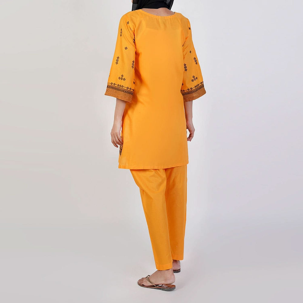 Women's Cotton Embroidered 2Pcs Suit - Yellow, Women Shalwar Suits, Chase Value, Chase Value