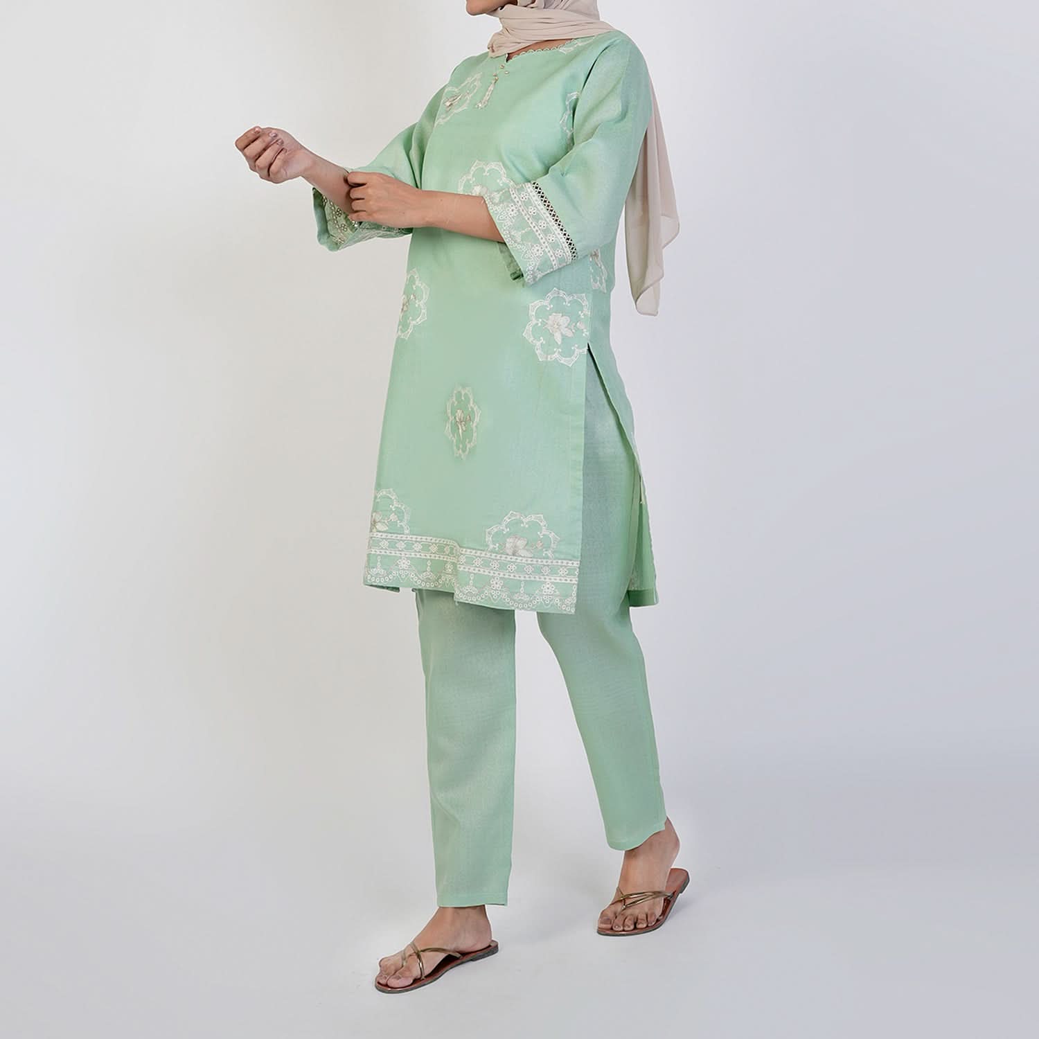 Women's Jacquard Fancy 2Pcs Suit - Green, Women Shalwar Suits, Chase Value, Chase Value