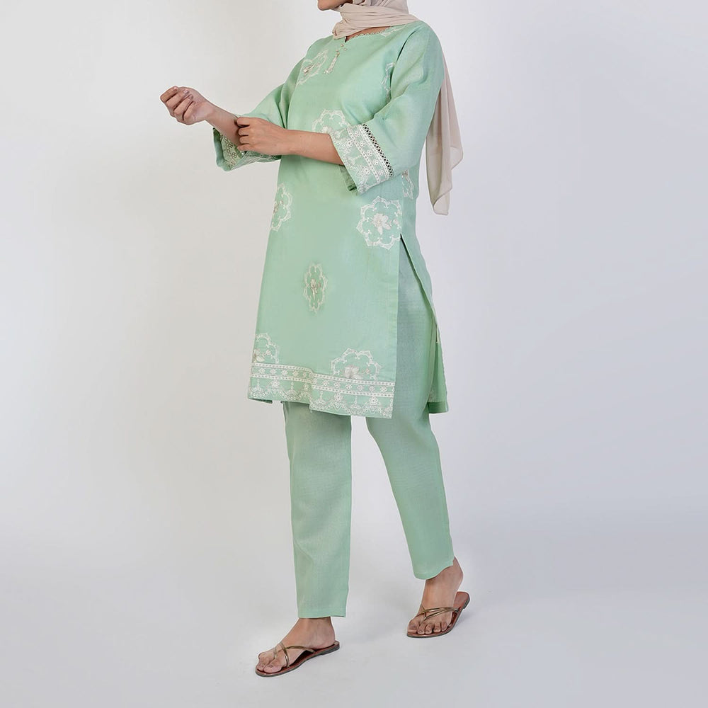 Women's Jacquard Fancy 2Pcs Suit - Green, Women Shalwar Suits, Chase Value, Chase Value