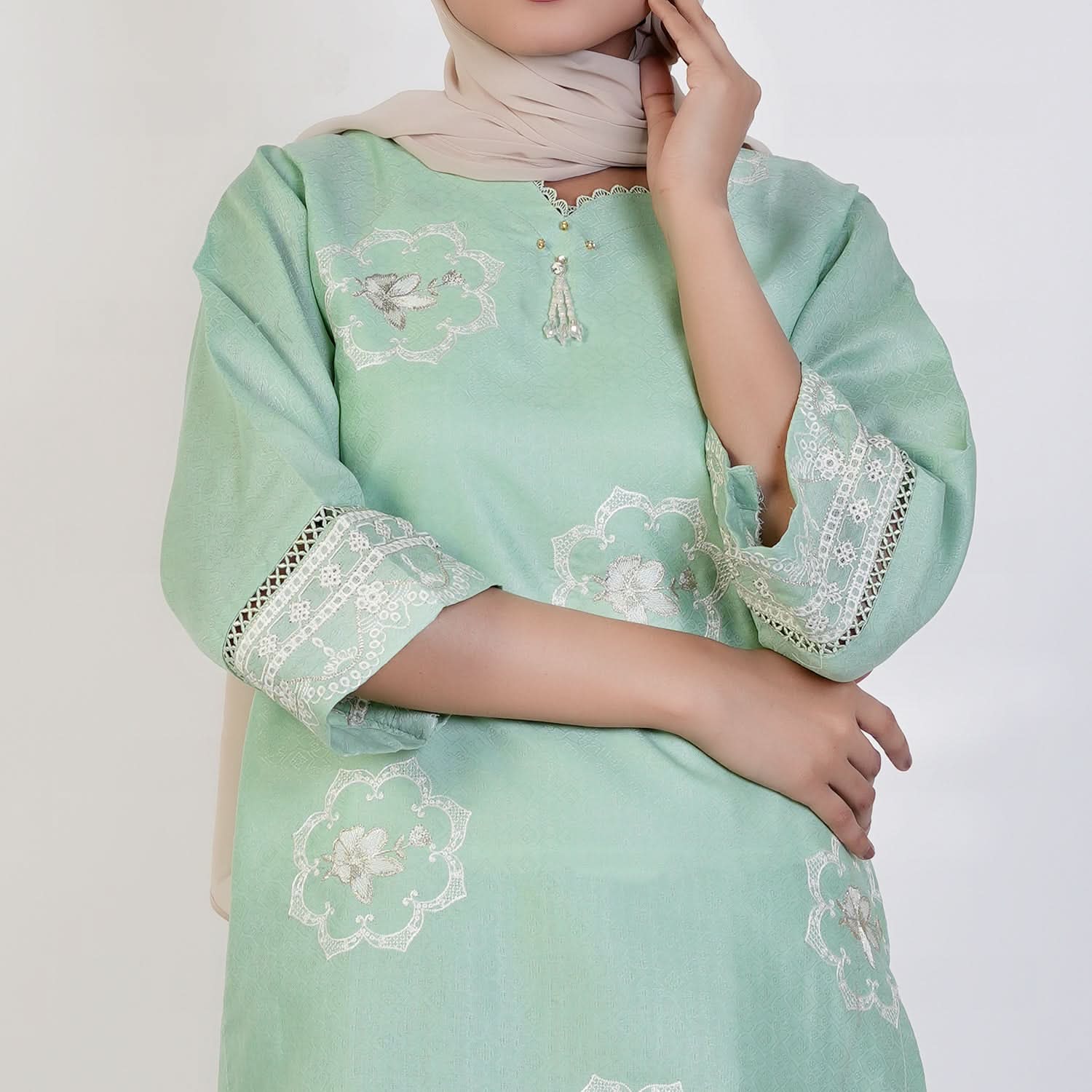 Women's Jacquard Fancy 2Pcs Suit - Green, Women Shalwar Suits, Chase Value, Chase Value