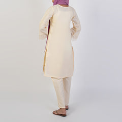 Women's Self Jacquard Fancy 2Pcs Suit - Cream