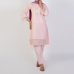 Women's Self Jacquard Fancy 2Pcs Suit - Peach