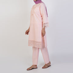 Women's Self Jacquard Fancy 2Pcs Suit - Peach