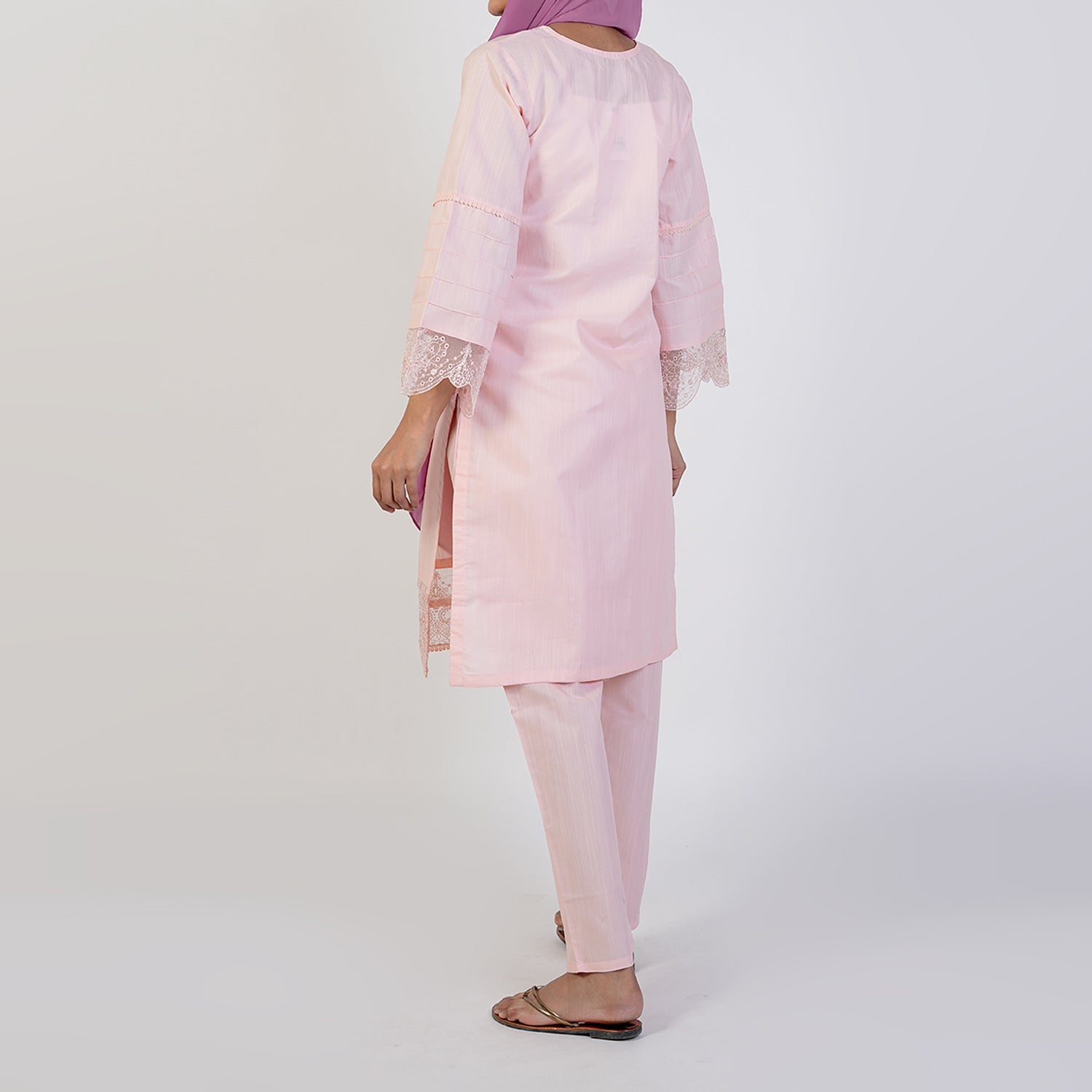 Women's Self Jacquard Fancy 2Pcs Suit - Peach, Women Shalwar Suits, Chase Value, Chase Value