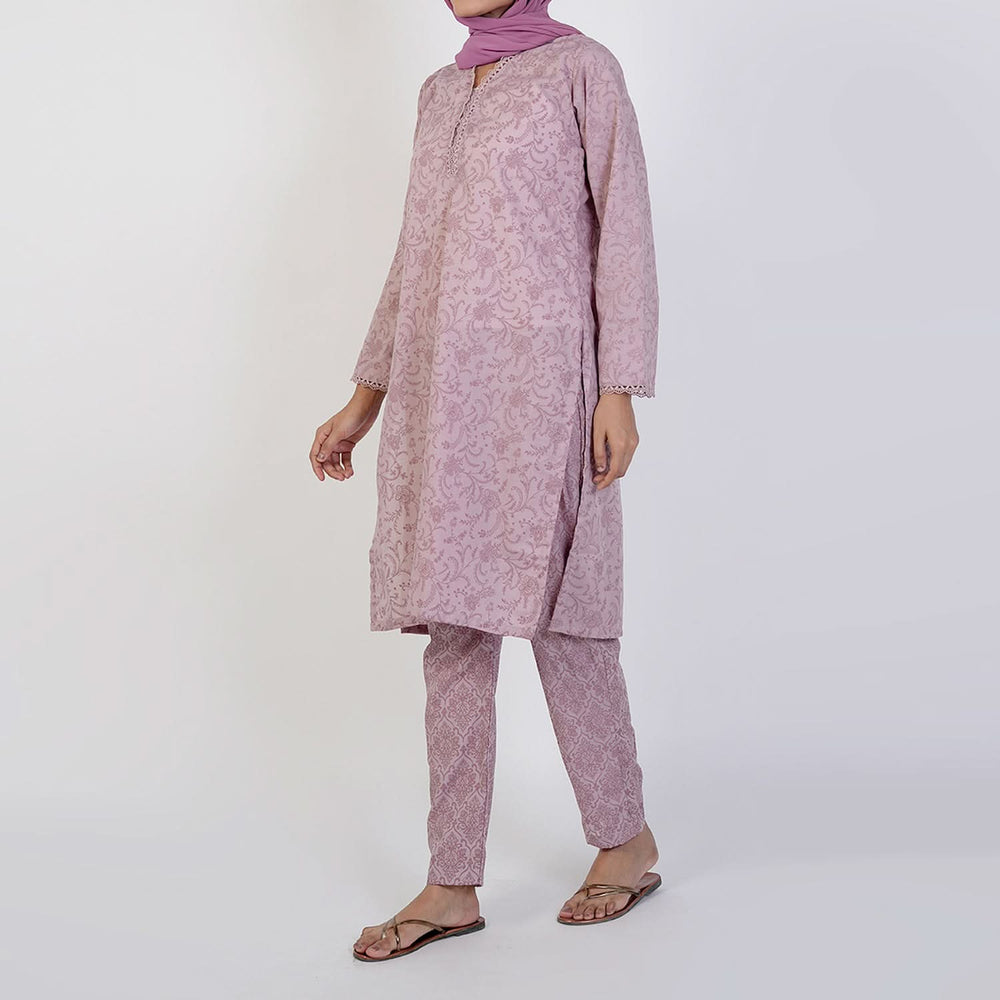 Women's Printed Stitched 2 PCS Suit - Pink, Women Shalwar Suits, Chase Value, Chase Value