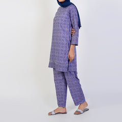 Women's Printed Stitched 2 PCS Suit - Purple