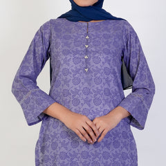 Women's Printed Stitched 2 PCS Suit - Purple