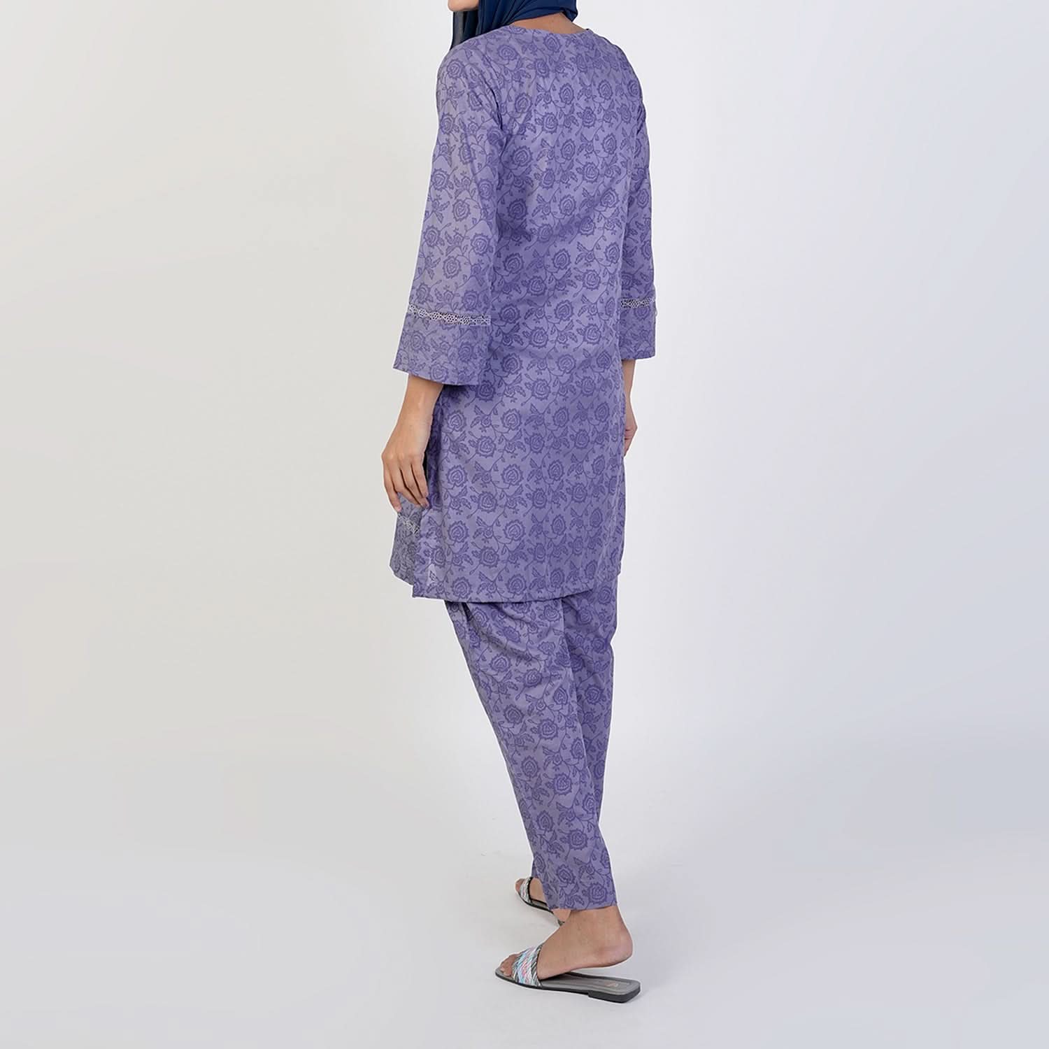 Women's Printed Stitched 2 PCS Suit - Purple, Women Shalwar Suits, Chase Value, Chase Value