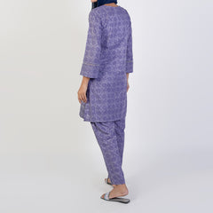 Women's Printed Stitched 2 PCS Suit - Purple