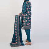 Women’s Stitched 3-Piece Cotton Suit – Teal Blue, Women Shalwar Suits, Chase Value, Chase Value