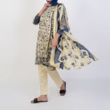 Women's Printed 3 Pcs Suit - Grey, Women Shalwar Suits, Chase Value, Chase Value