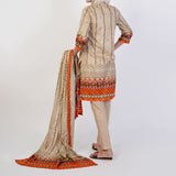 Women's Printed Stitched 3 PCS Suit - Light Brown, Women Shalwar Suits, Chase Value, Chase Value