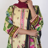 Women's Printed 3 Pcs Suit - Lemon, Women Shalwar Suits, Chase Value, Chase Value