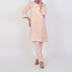 Women's Jacquard Fancy 2Pcs Suit - Peach