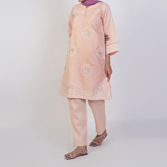 Women's Jacquard Fancy 2Pcs Suit - Peach