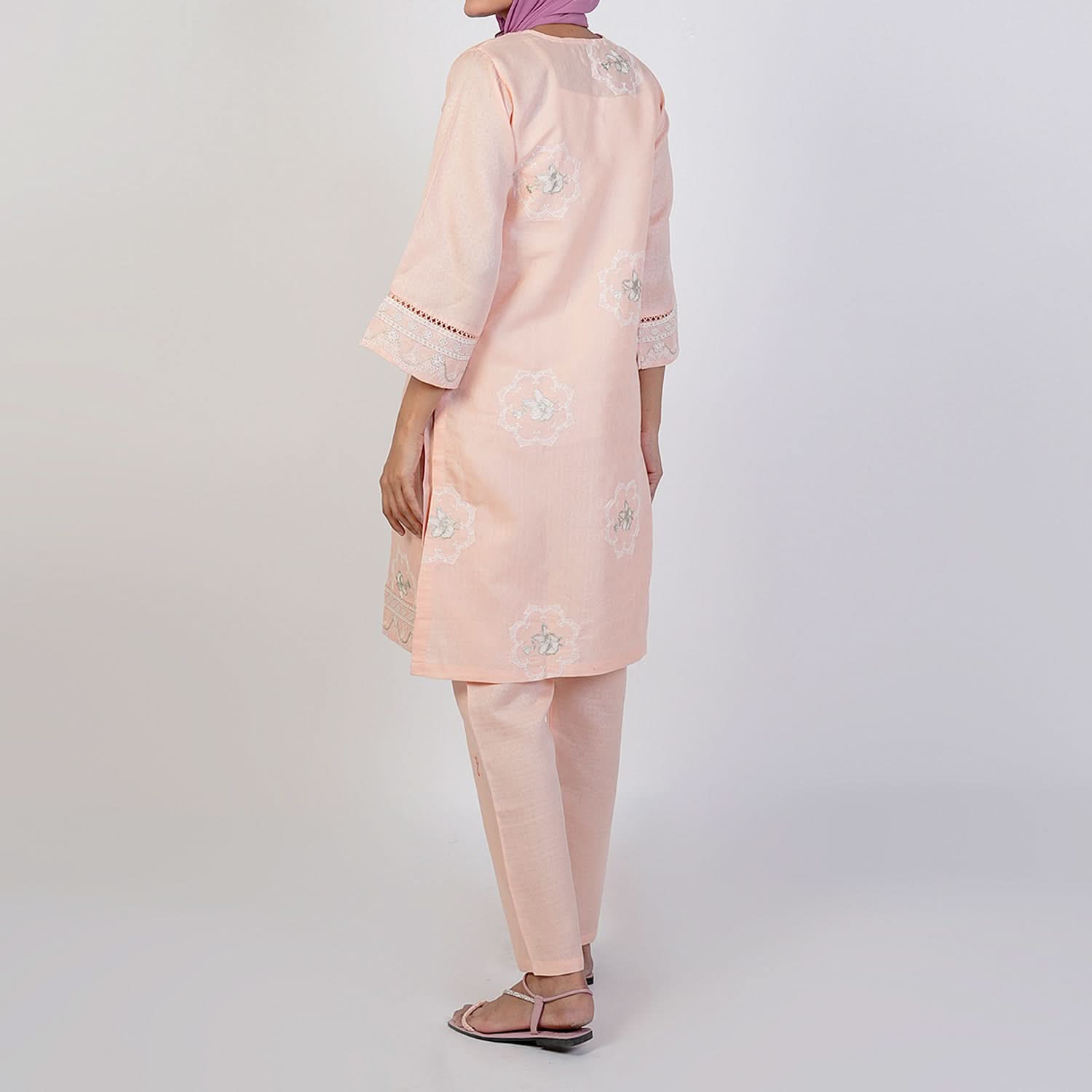 Women's Jacquard Fancy 2Pcs Suit - Peach, Women Shalwar Suits, Chase Value, Chase Value