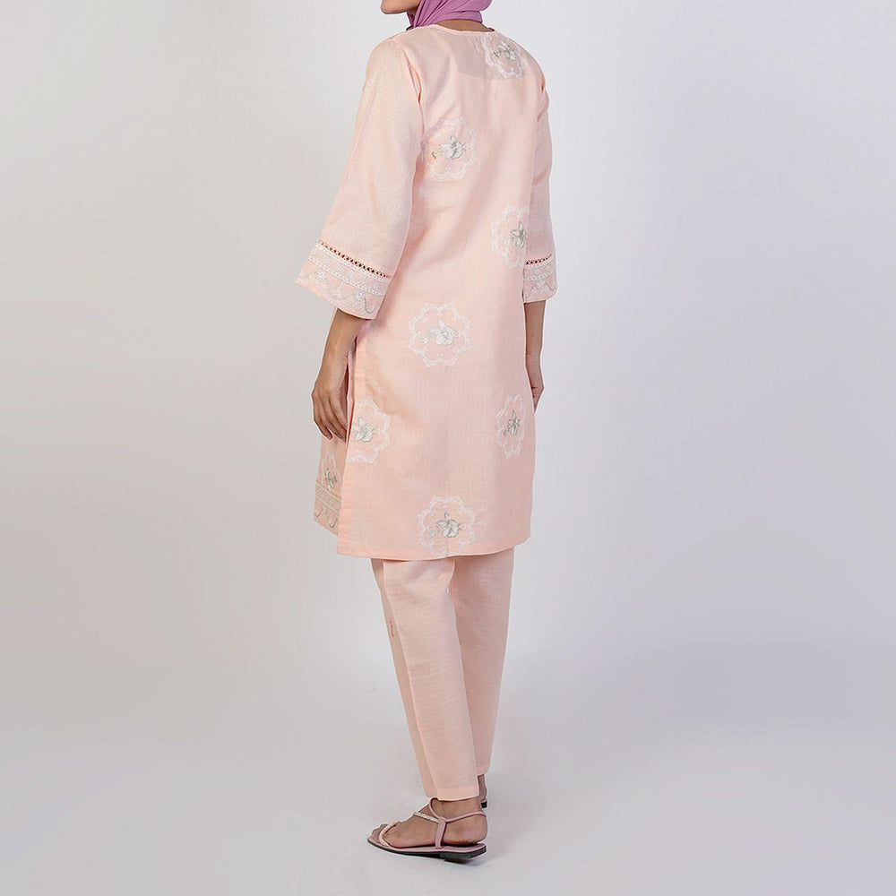 Women's Jacquard Fancy 2Pcs Suit - Peach, Women Shalwar Suits, Chase Value, Chase Value