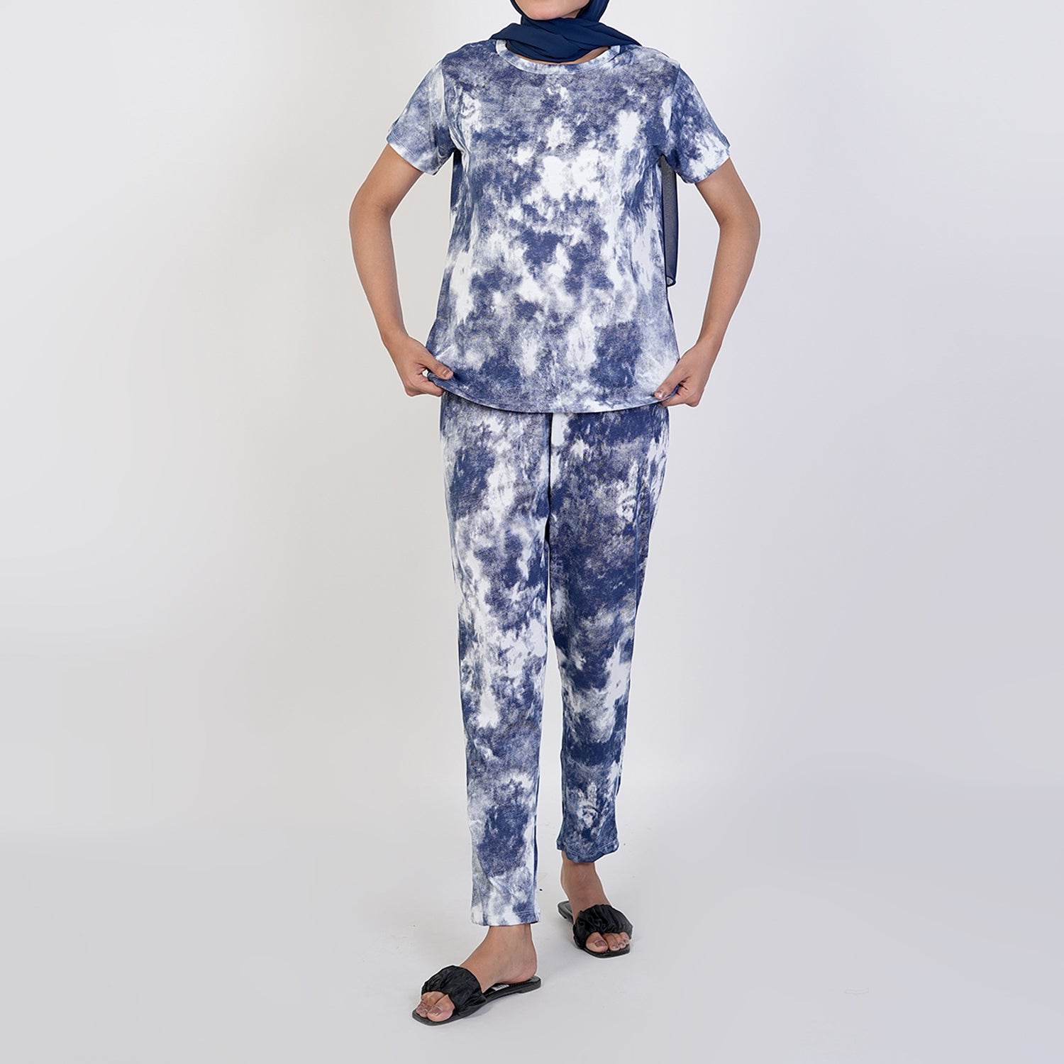 Women's Printed Half Sleeves Suit - Navy Blue, Women Co-Ord Set, Chase Value, Chase Value