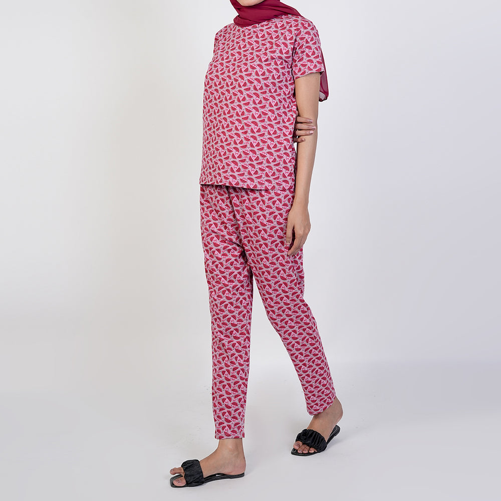 Women's Printed Half Sleeves Suit - Tea Pink, Women Co-Ord Set, Chase Value, Chase Value