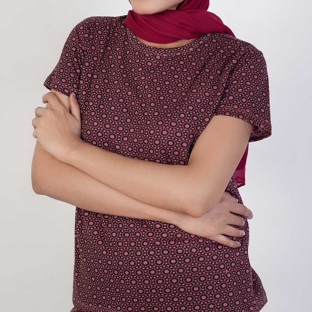 Women's Printed Half Sleeves Suit - Maroon, Women Co-Ord Set, Chase Value, Chase Value