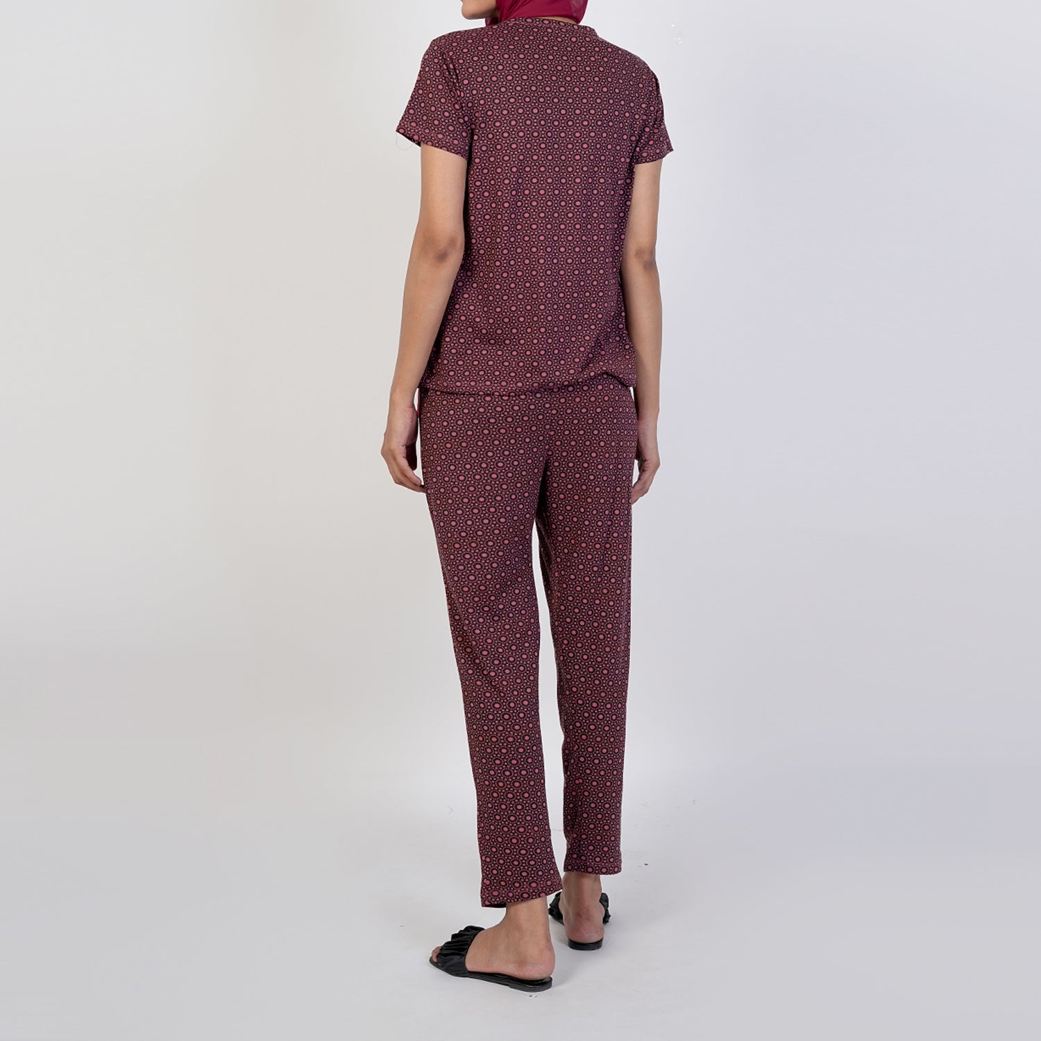 Women's Printed Half Sleeves Suit - Maroon, Women Co-Ord Set, Chase Value, Chase Value