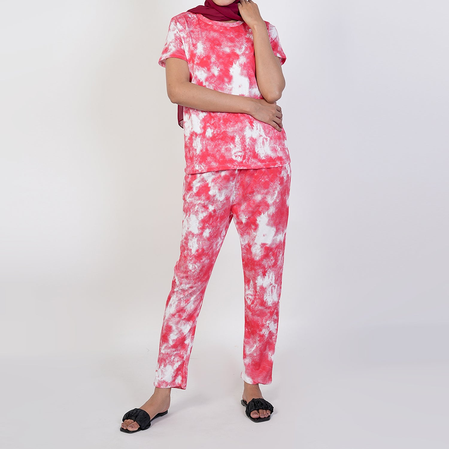 Women's Printed Half Sleeves Suit - Red, Women Co-Ord Set, Chase Value, Chase Value